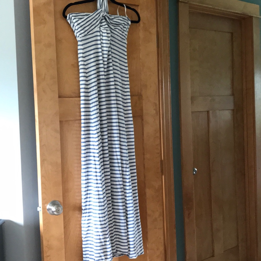 Blue and white striped dresd